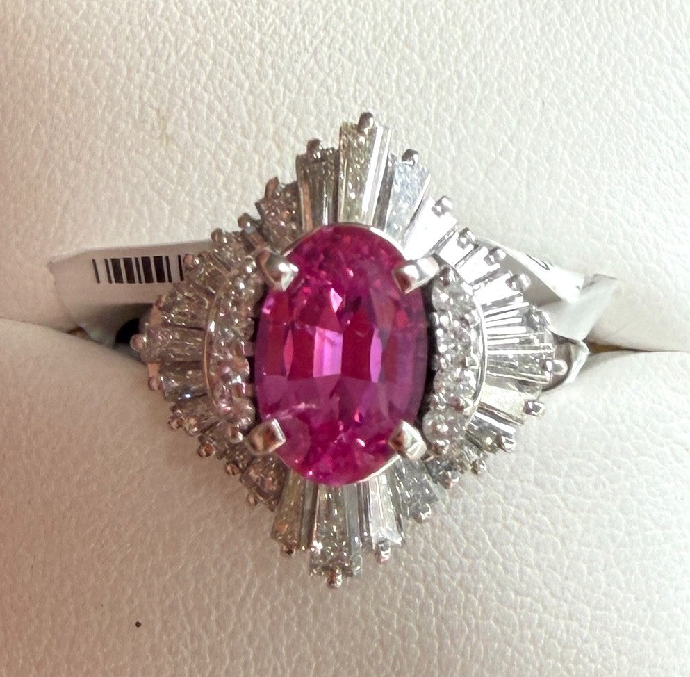 A Stunning 2.44ct Fuschia Pink Sapphire & Diamond Ring