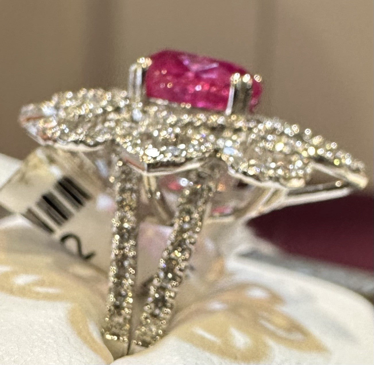 Beautiful Unheated No Heat 1.92ct Burma Ruby & Diamond Ring AIGS