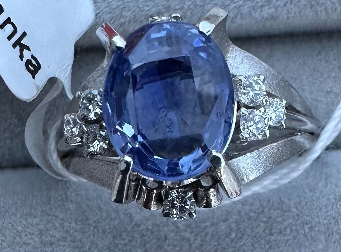 Sensational Unheated 2.91ct Blue Sapphire Platinum & Diamond Ring