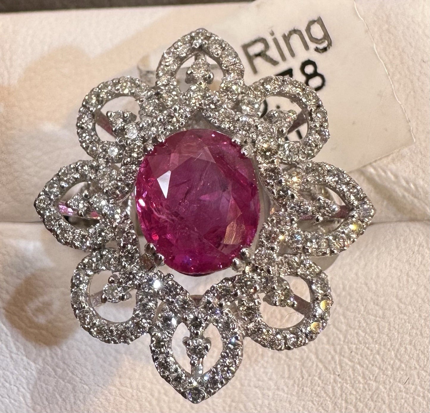 Beautiful Unheated No Heat 1.92ct Burma Ruby & Diamond Ring AIGS