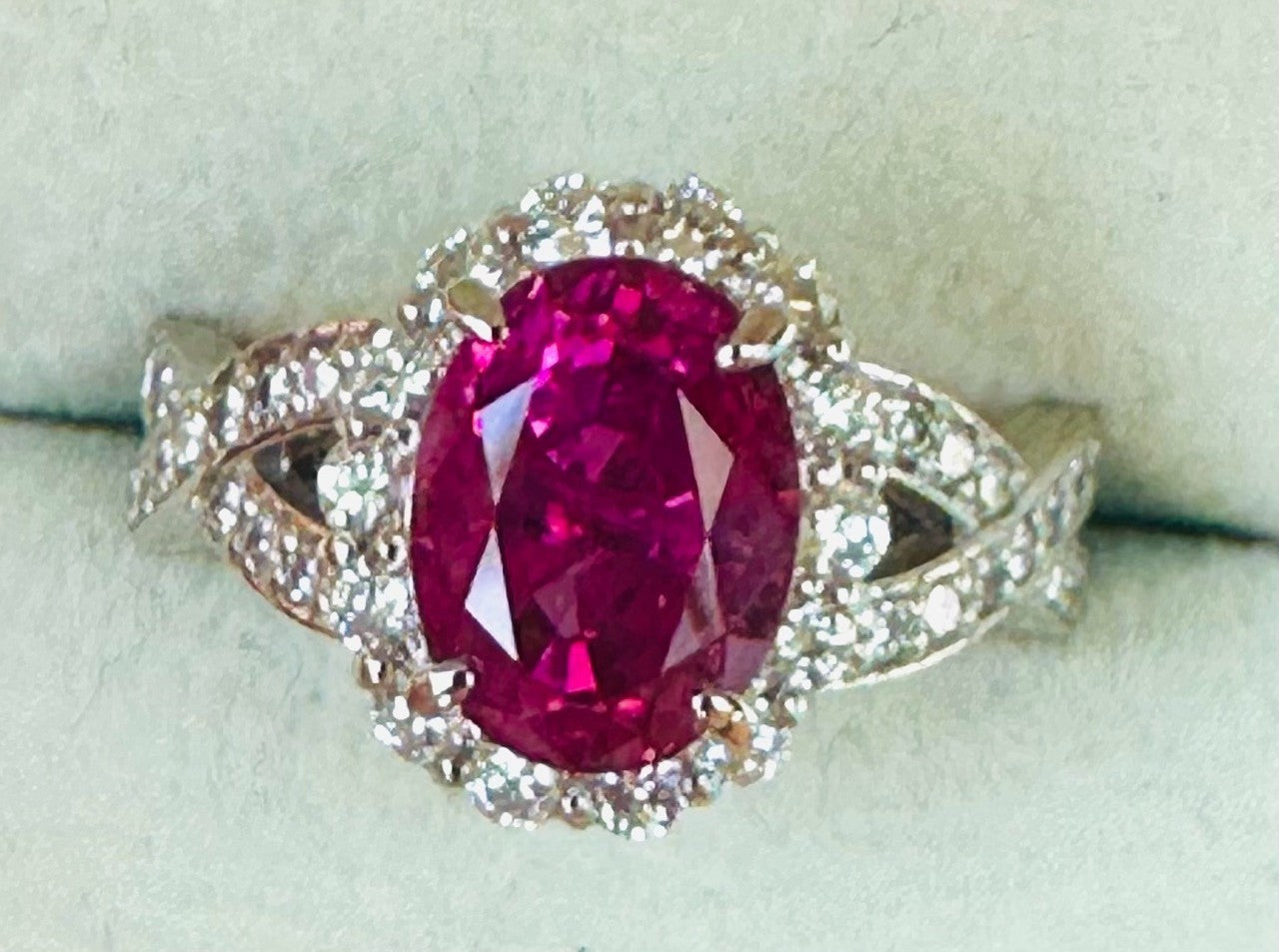 Unheated 3.07ct Burma Pink Sapphire No Heat & Diamond Ring Lotus Certificate