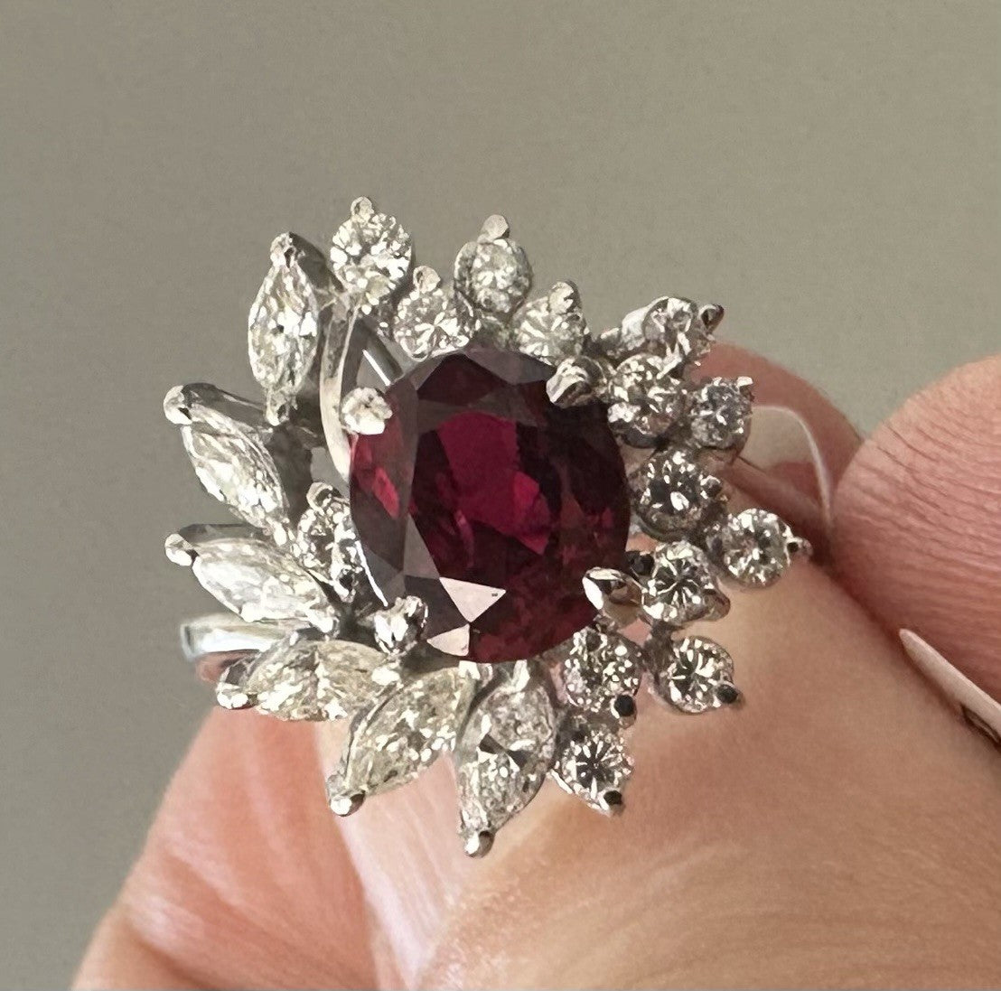 2.03ct ‘Pigeon’s  Blood’ Thai Ruby & Diamond Platinum Ring