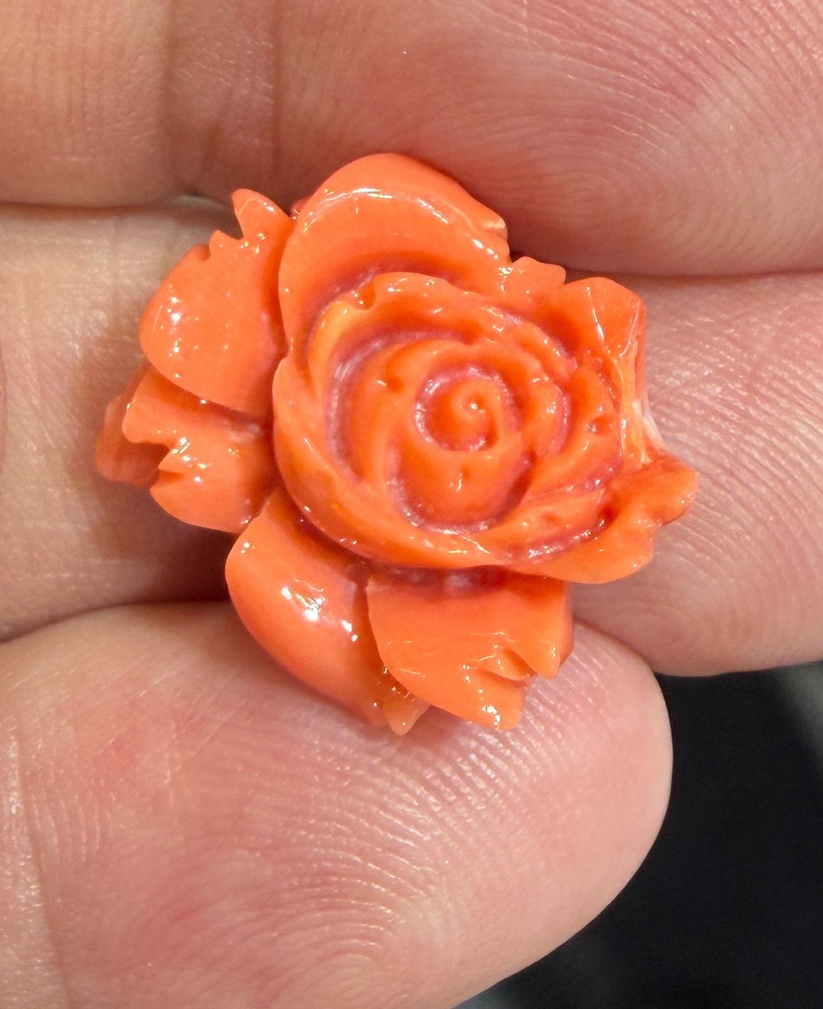 A Stunning Carved Red Coral Rose