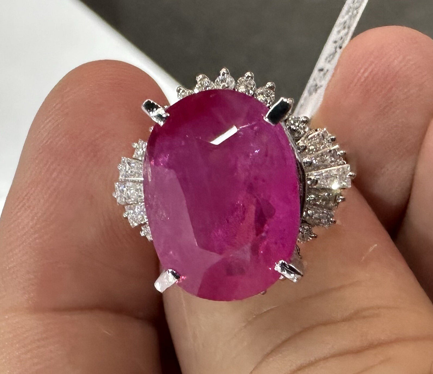An Immense 9.71ct Burma Ruby & Diamond Ring AIGS