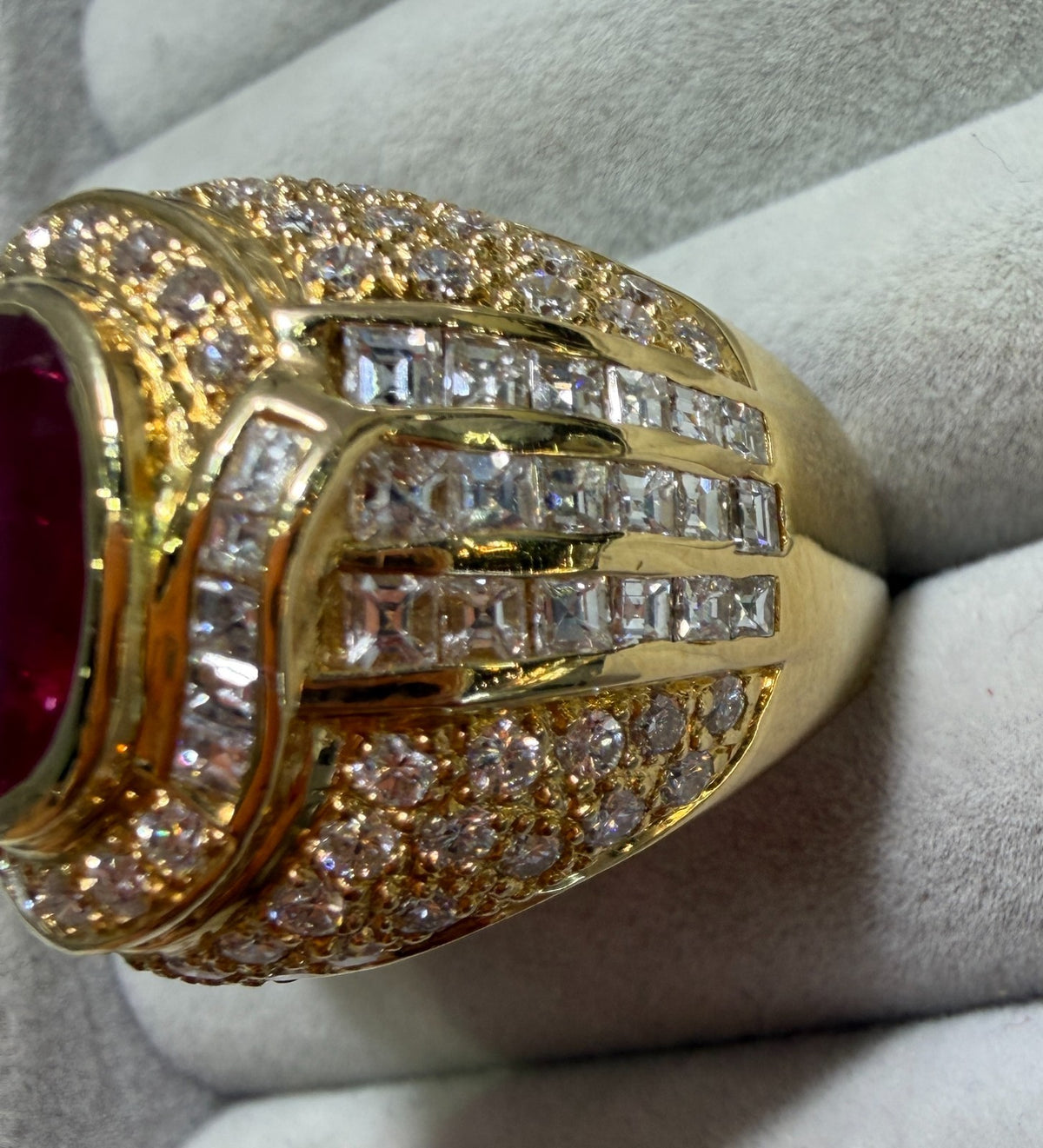 A Magnificent 4.16ct Thai Ruby & Diamond Platinum Mens Ring